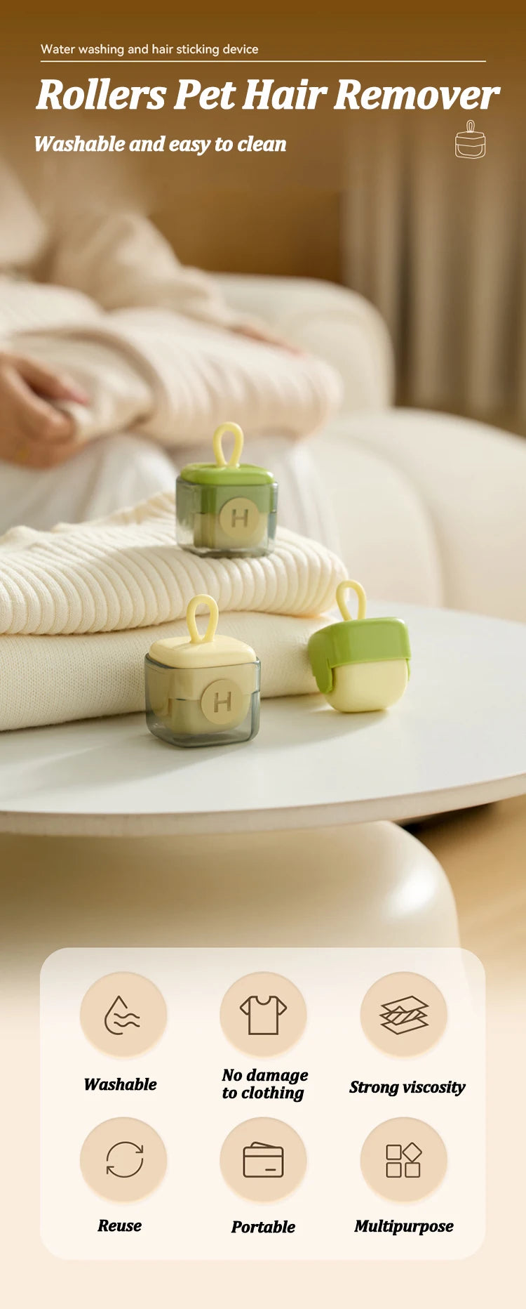 Rodillo Antipelusas Reutilizable | Quita Pelos de Mascotas y Ropa